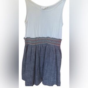 Gap Kids Girls Dress Size S White Knit Top Chambray Smocked Summer Dress
